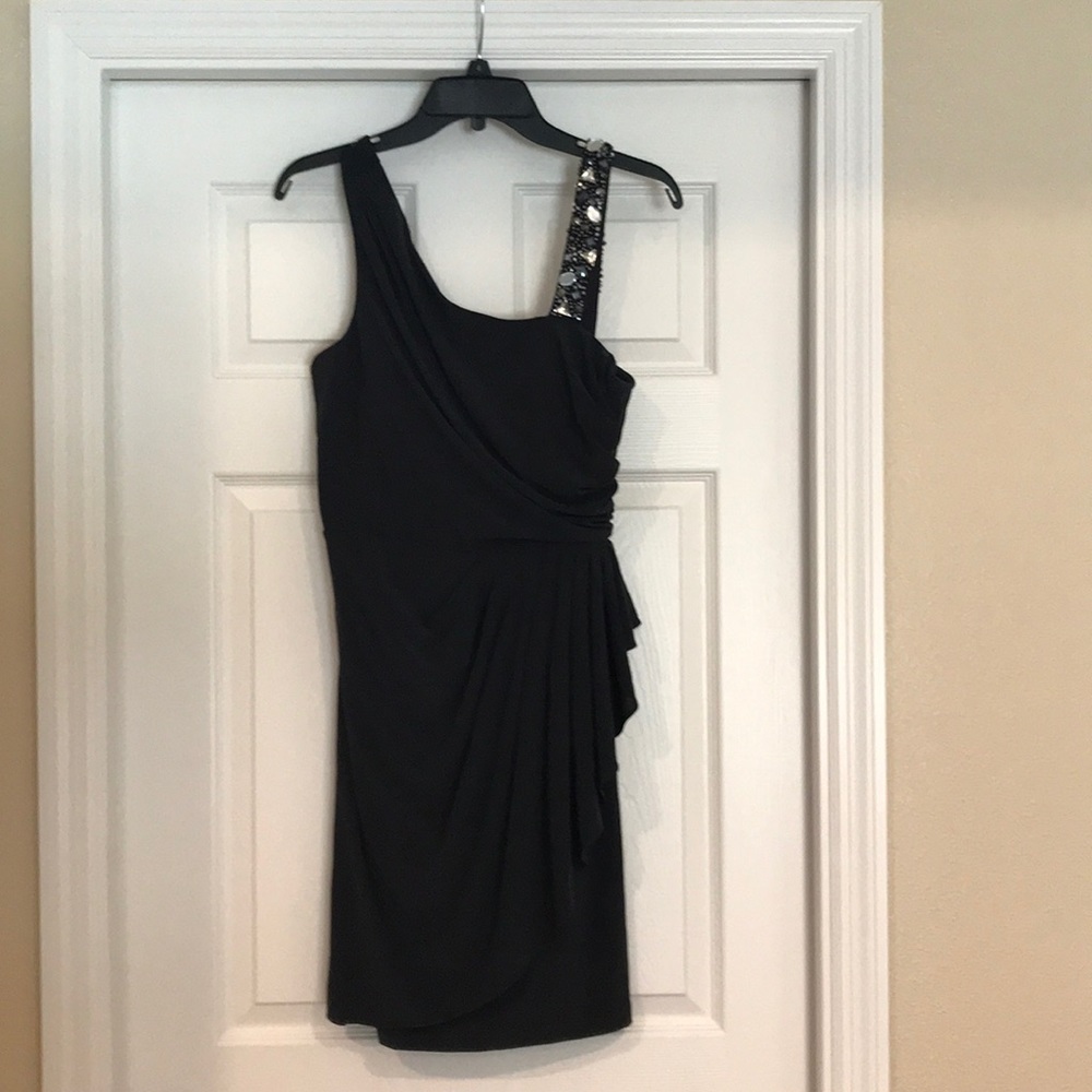 Navy blue cocktail dress with beaded strap